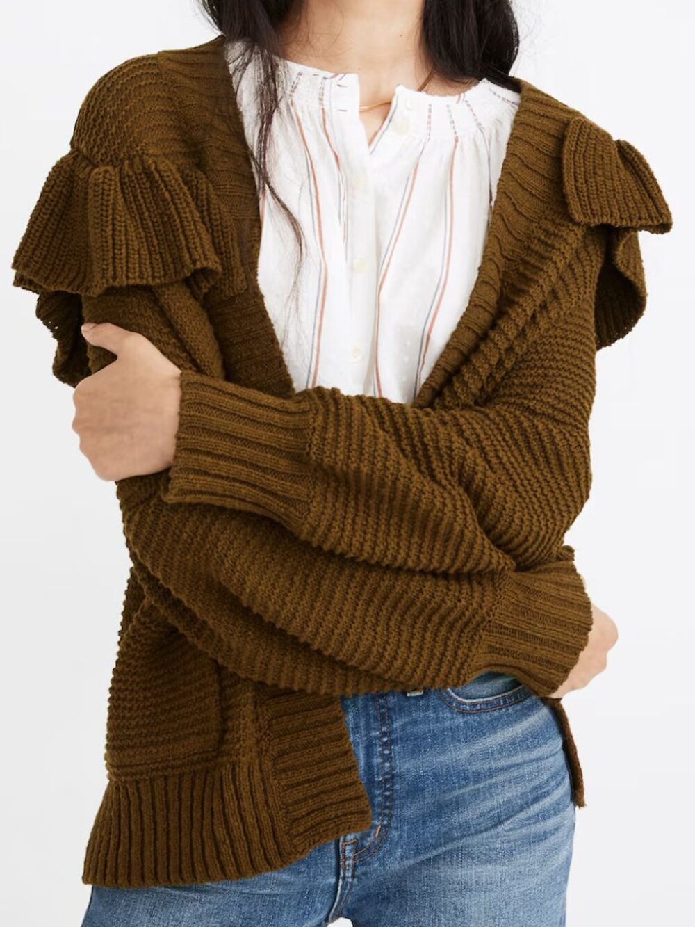 NWT Madewell Ruffle Cardigan Sweater - Size XXS